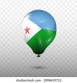 Balloon Flag of DJibouti with transparent background (PNG), Vector Illustration.