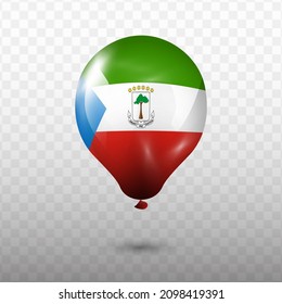 Bandera de globo de Guinea Ecuatorial con fondo transparente (PNG), Ilustración vectorial.