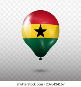 Balloon Flag of Ghana with transparent background (PNG), Vector Illustration.