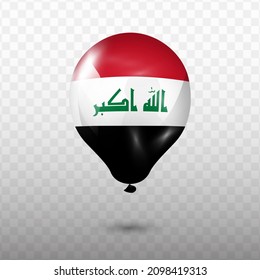 Bandera de globo de Iraq con fondo transparente (PNG), Ilustración vectorial.