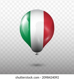 Balloon Flag of Italy with transparent background (PNG), Vector Illustration.