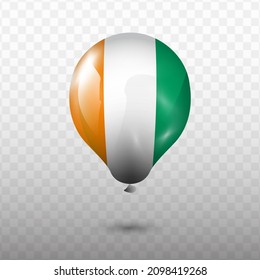 Balloon Flag of Ivory Coast  with transparent background (PNG), Vector Illustration.