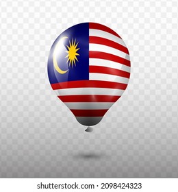 Balloon Flag of Malaysia with transparent background (PNG), Vector Illustration.
