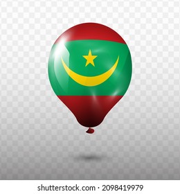 Balloon Flag of Mauritania with transparent background (PNG), Vector Illustration.