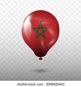 Bandera de globo de Marruecos con fondo transparente (PNG), Ilustración vectorial.