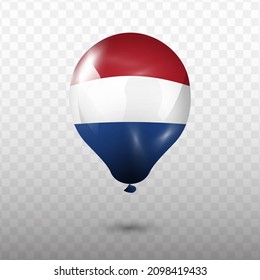 Bandera de globo de los Países Bajos con fondo transparente (PNG), Ilustración vectorial.