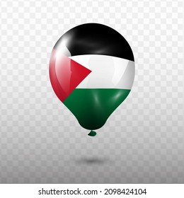 Balloon Flag of Palestine with transparent background (PNG), Vector Illustration.