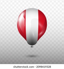 Balloon Flag of Peru with transparent background (PNG), Vector Illustration.