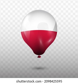 Balloon Flag of Poland with transparent background (PNG), Vector Illustration.