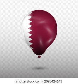 Balloon Flag of Qatar with transparent background (PNG), Vector Illustration.