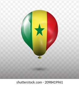 Balloon Flag of Senegal with transparent background (PNG), Vector Illustration.