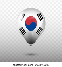Balloon Flag of South Korea with transparent background (PNG), Vector Illustration.