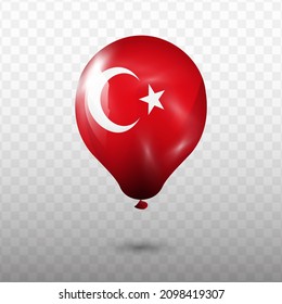 Bandera de globo de Turquía con fondo transparente (PNG), Ilustración vectorial.