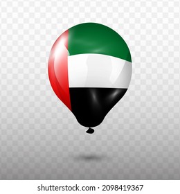Balloon Flag of United Arab Emirates with transparent background (PNG), Vector Illustration.
