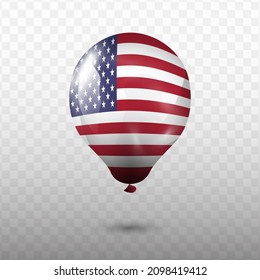 Balloon Flag Of United States Of America With Transparent Background (PNG), Vector Illustration.