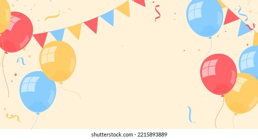 Balloon in flat form with confetti and ribbon. Vector illustration design for celebrations and carnivals.