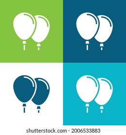 Balloon Flat four color minimal icon set
