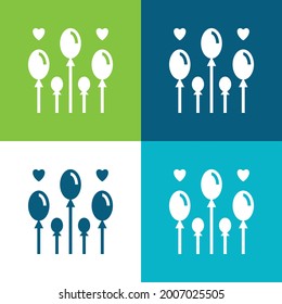 Balloon Flat four color minimal icon set