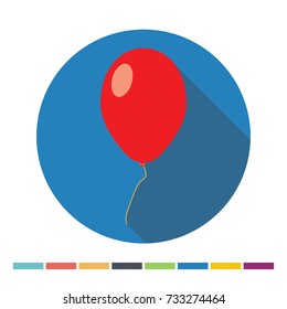 Balloon flat icon with long shadow. Vector Illustration.