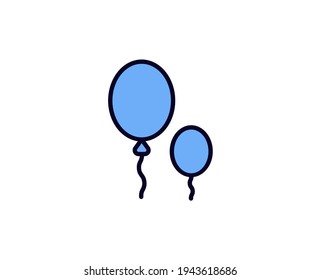 Icono plano de globo. Símbolo de esquema único de alta calidad para diseño web o aplicación móvil.  Señales de línea delgada de vacaciones para el logotipo de diseño, tarjeta de visita, etc. Esquema pictograma EPS10