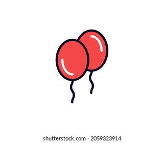 Balloon flat icon. Single high quality outline symbol for web design or mobile app.  Holidays thin line signs for design logo, visit card, etc. Outline pictogram EPS10