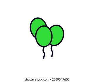 Balloon flat icon. Single high quality outline symbol for web design or mobile app.  Holidays thin line signs for design logo, visit card, etc. Outline pictogram EPS10