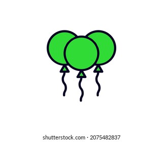 Balloon flat icon. Single high quality outline symbol for web design or mobile app.  Holidays thin line signs for design logo, visit card, etc. Outline pictogram EPS10