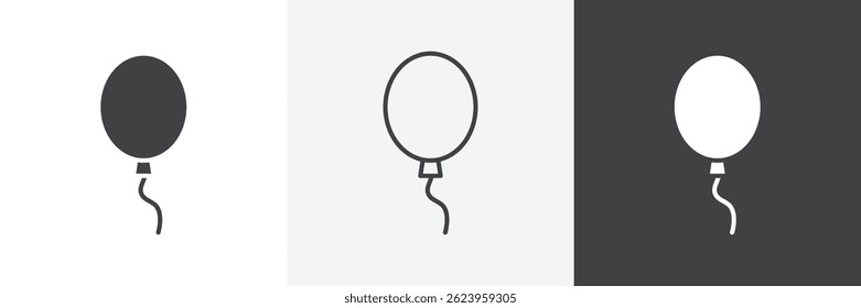Balloon flat and liner vector icons set
