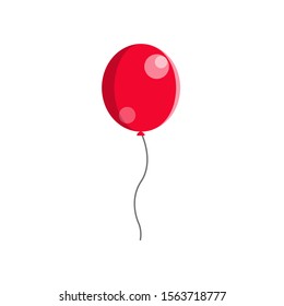 Balloon in flat style. Illustration with air balloon icon with a rope on white background for motion design, UI, computer game, animation and clothing design. View 3/4.