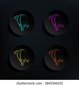 Balloon flight dark badge color set icon. Simple thin line, outline vector of travel icons for ui and ux, website or mobile application