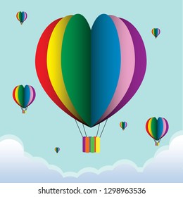 Balloon floating on the sky vector