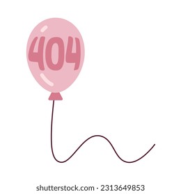 Balloon floating vector empty state illustration. Editable 404 not found for UX, UI design. Birthday party. Balloon in sky isolated flat cartoon object on white. Error flash message for website, app