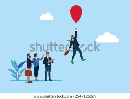 Balloon floats higher. High global inflation. FED interest rate hike. floating interest. Inflation high up. Grow chart up increase profit sales and investment. Flat vector illustration.