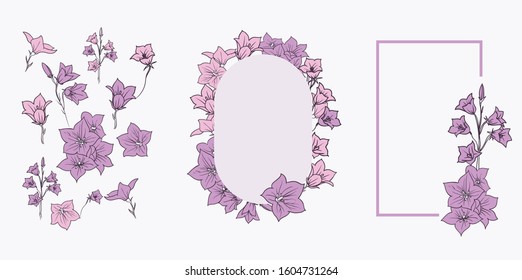 balloon flower vector hand drawn  decoration floral  purple card background
