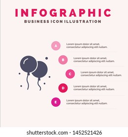 Balloon, Fly, Canada Solid Icon Infographics 5 Steps Presentation Background