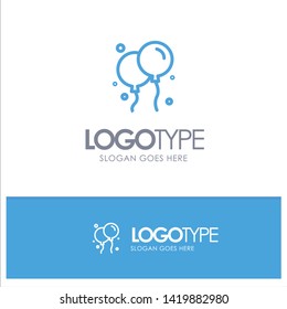 Balloon, Fly, Ireland Blue Outline Logo Place for Tagline