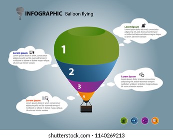 Balloon flying 4 options, steps, parts. Vector design elements for info graphics. Can be used for workflow layout, diagram chart, graph, web design.
Business presentation concept with 4 options.