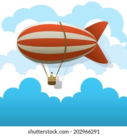 Balloon flying on the sky, vector