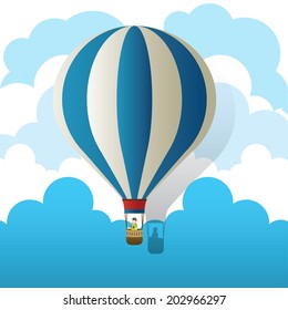 Balloon flying on the sky, vector