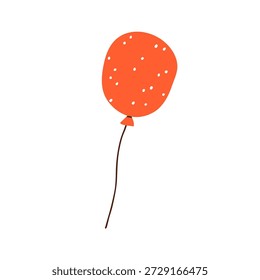 Vuelo en globo. Solo globo inflable del aire del helio con la cuerda, cuerda. Decoración festiva. Decoración del día de fiesta de cumpleaños, ornamento de la bola que se eleva. Ilustración vectorial plana aislada sobre fondo blanco