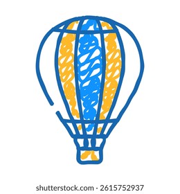 balloon flying transport doodle icon sketch vector. balloon flying transport sign. isolated symbol illustration