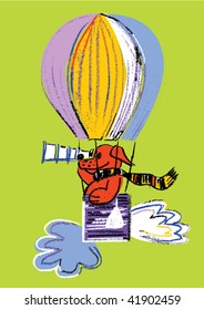 balloon flying - vector