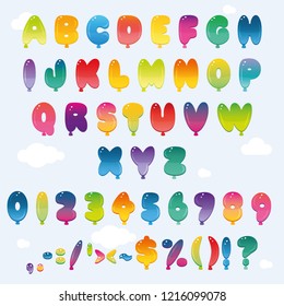 Balloon font with bright gradients.