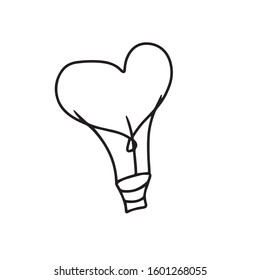 Balloon in the form of a heart with a basket for flight.Vector illustration.Form for banners, postcards.Holiday.
