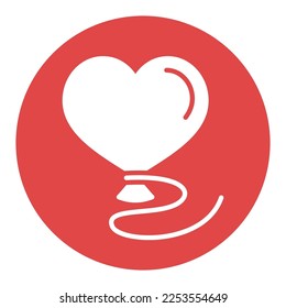 Balloon in the form of heart glyph icon. Valentines day symbol. Vector illustration, romance elements. Sticker, patch, badge, card for marriage, wedding