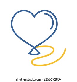Globo en forma de icono cardíaco. Símbolo del día de San Valentín. Ilustración vectorial, elementos románticos. Pegatina, parche, insignia, tarjeta para matrimonio, boda