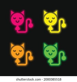 Balloon four color glowing neon vector icon