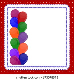 The balloon frame with place for text. Template for greeting card, decorating postcard, banner, invitation, background. Vector illustration.