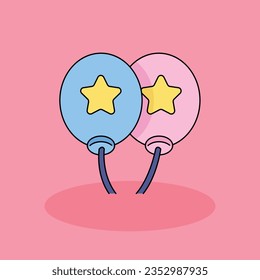 Balloon Free vector cartoon icon illustration.baby shower  Signs and Texts icon concept isolated . flat cartoon style