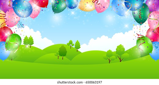 Balloon fresh green sky background